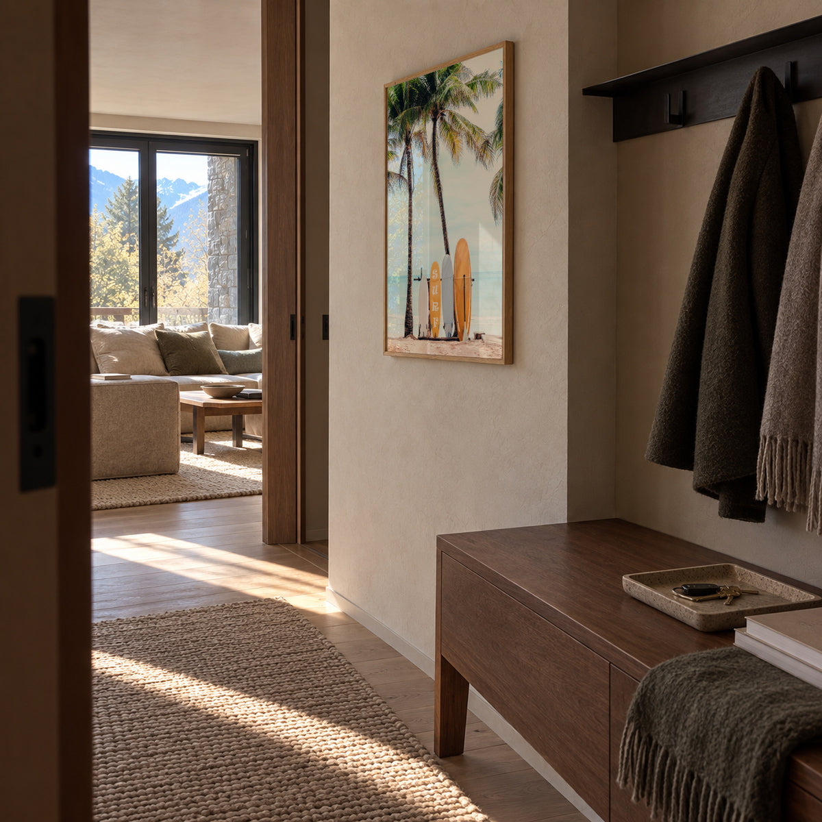 Choose Your Surfboard - Framed poster in an interior