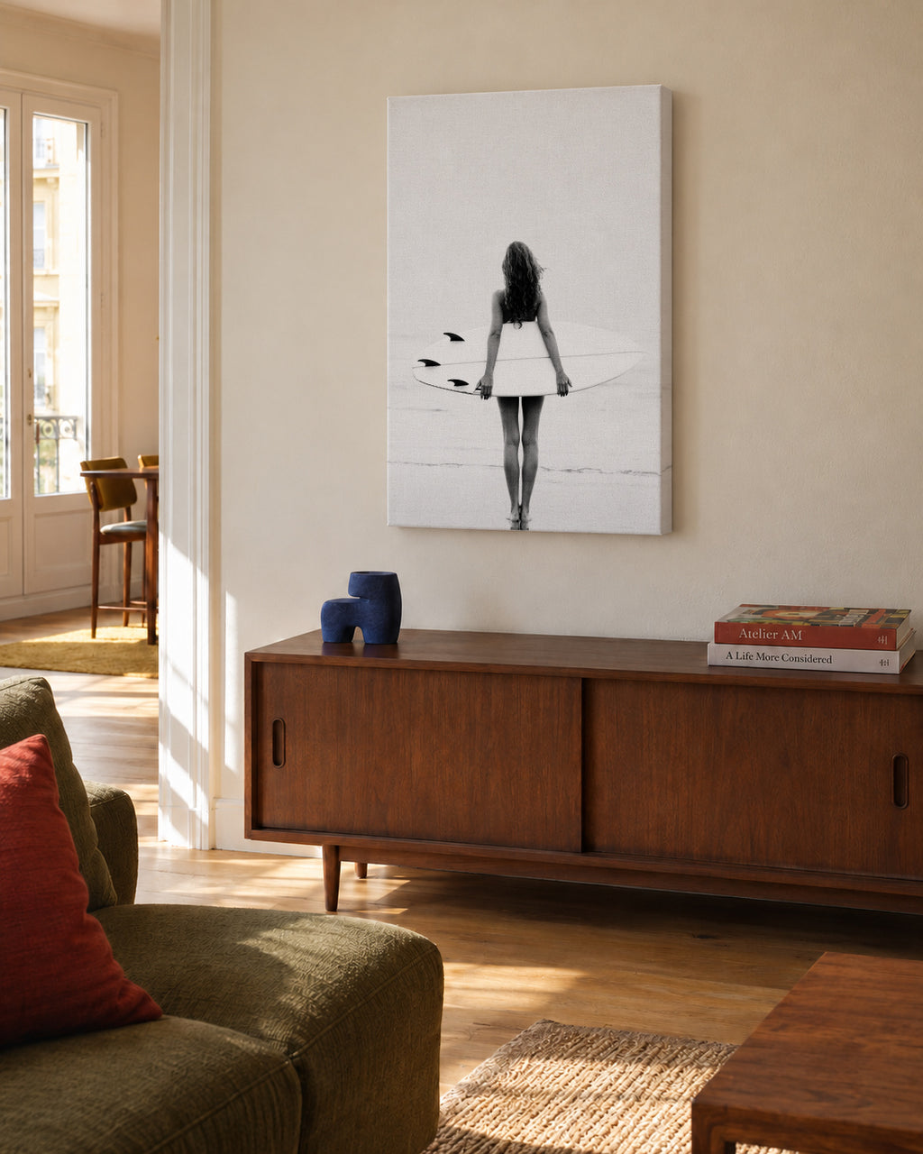 Surf Girl - Unframed canvas in an interior