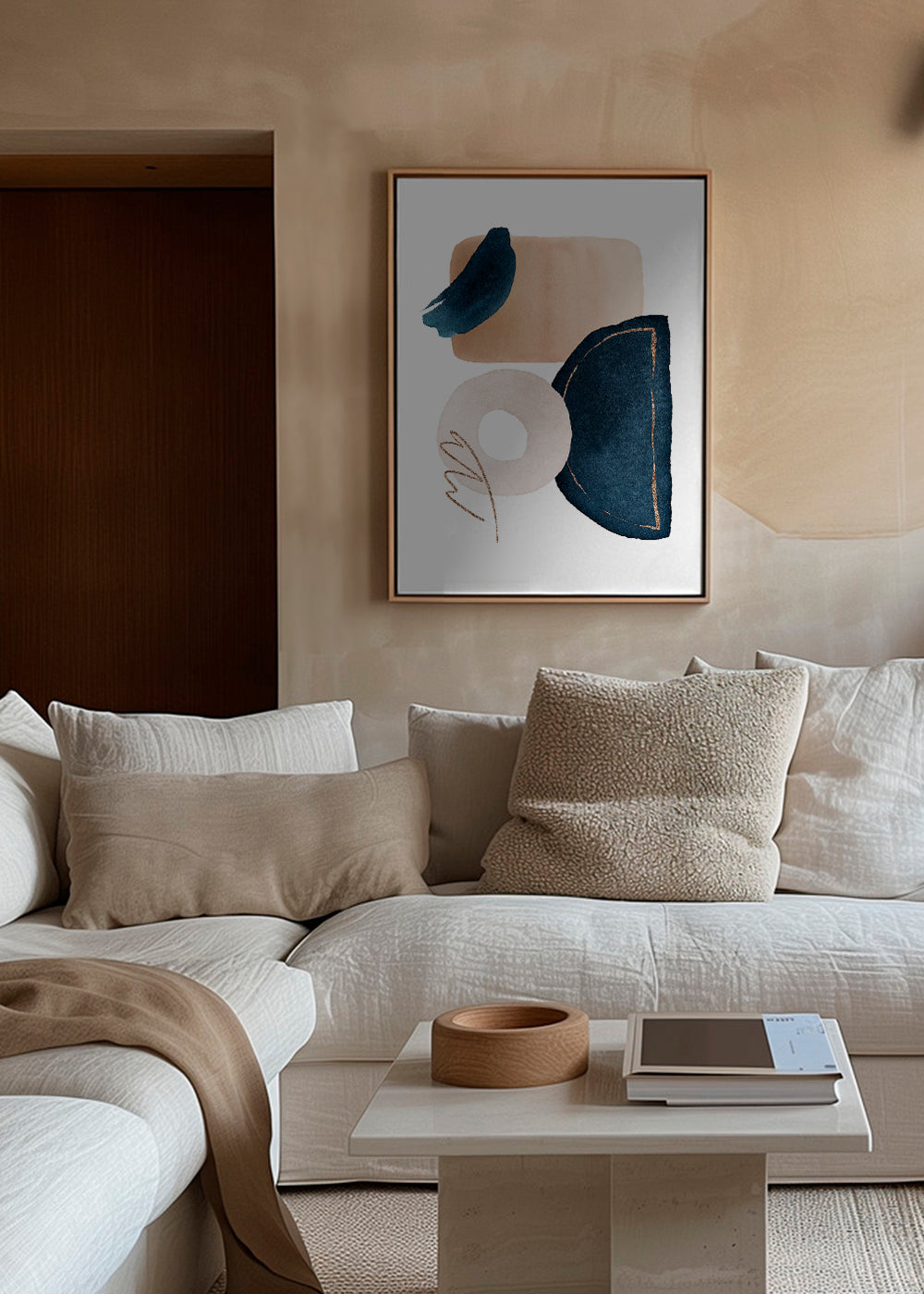 Abstract kunstwerk met navy aquarel vormen