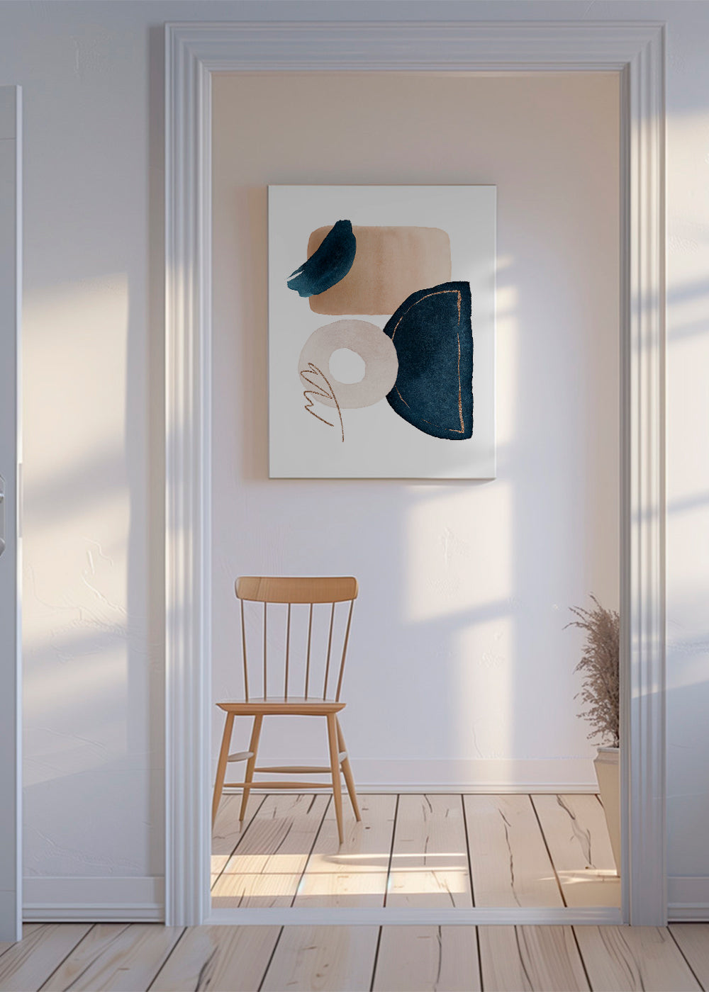 Abstract kunstwerk met navy aquarel vormen
