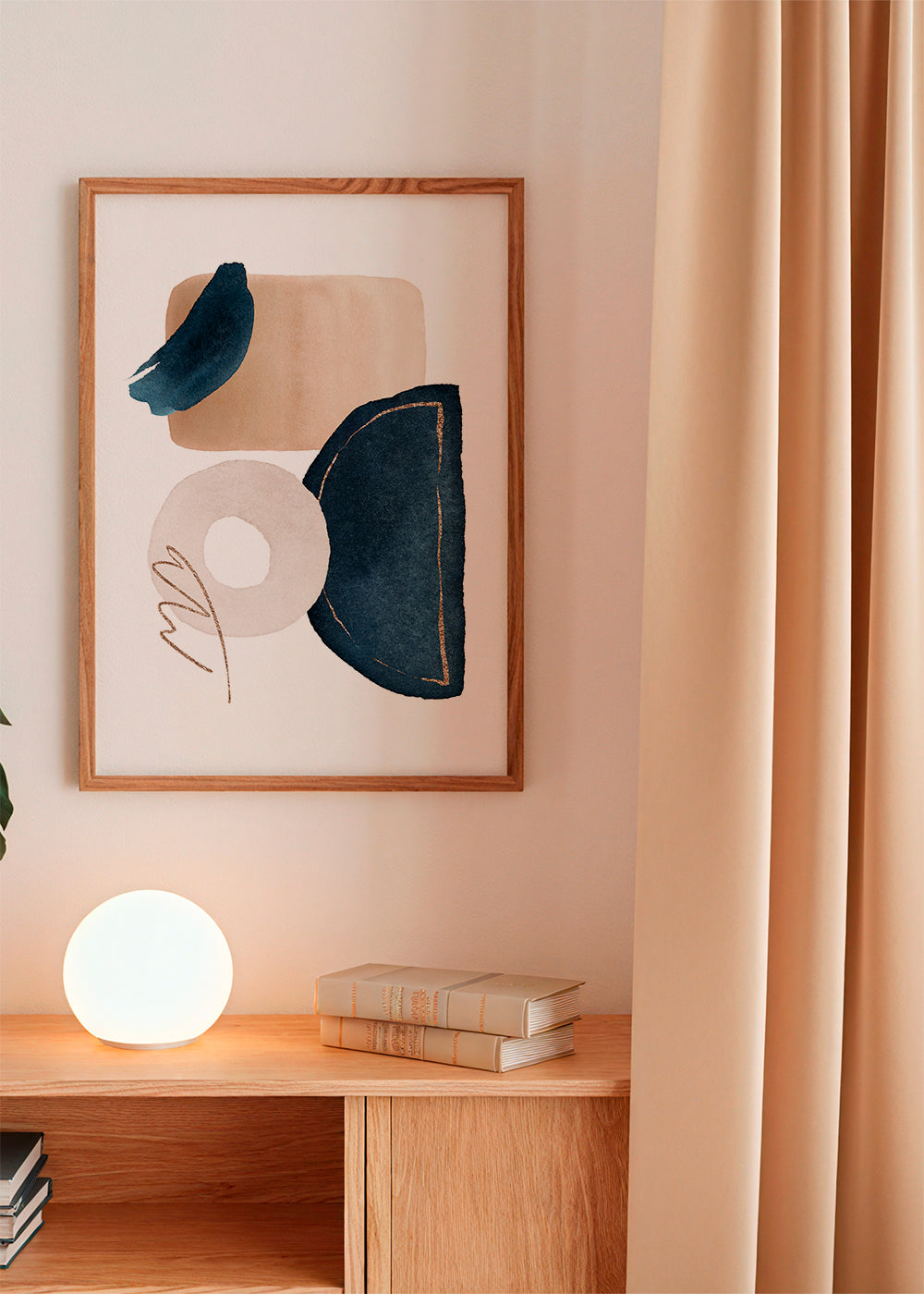 Abstract kunstwerk met navy aquarel vormen