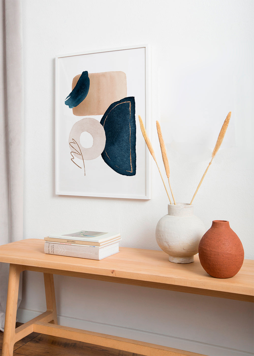 Abstract kunstwerk met navy aquarel vormen