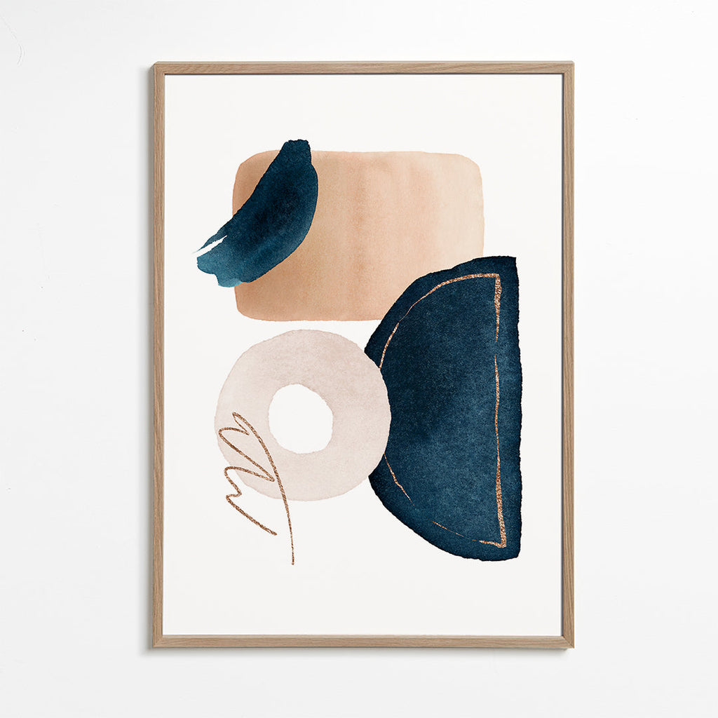 Abstract kunstwerk met navy aquarel vormen