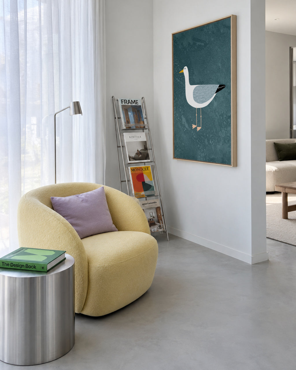 Seagull - Framed canvas in an interior