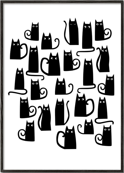 Poster zwarte katten patroon speels