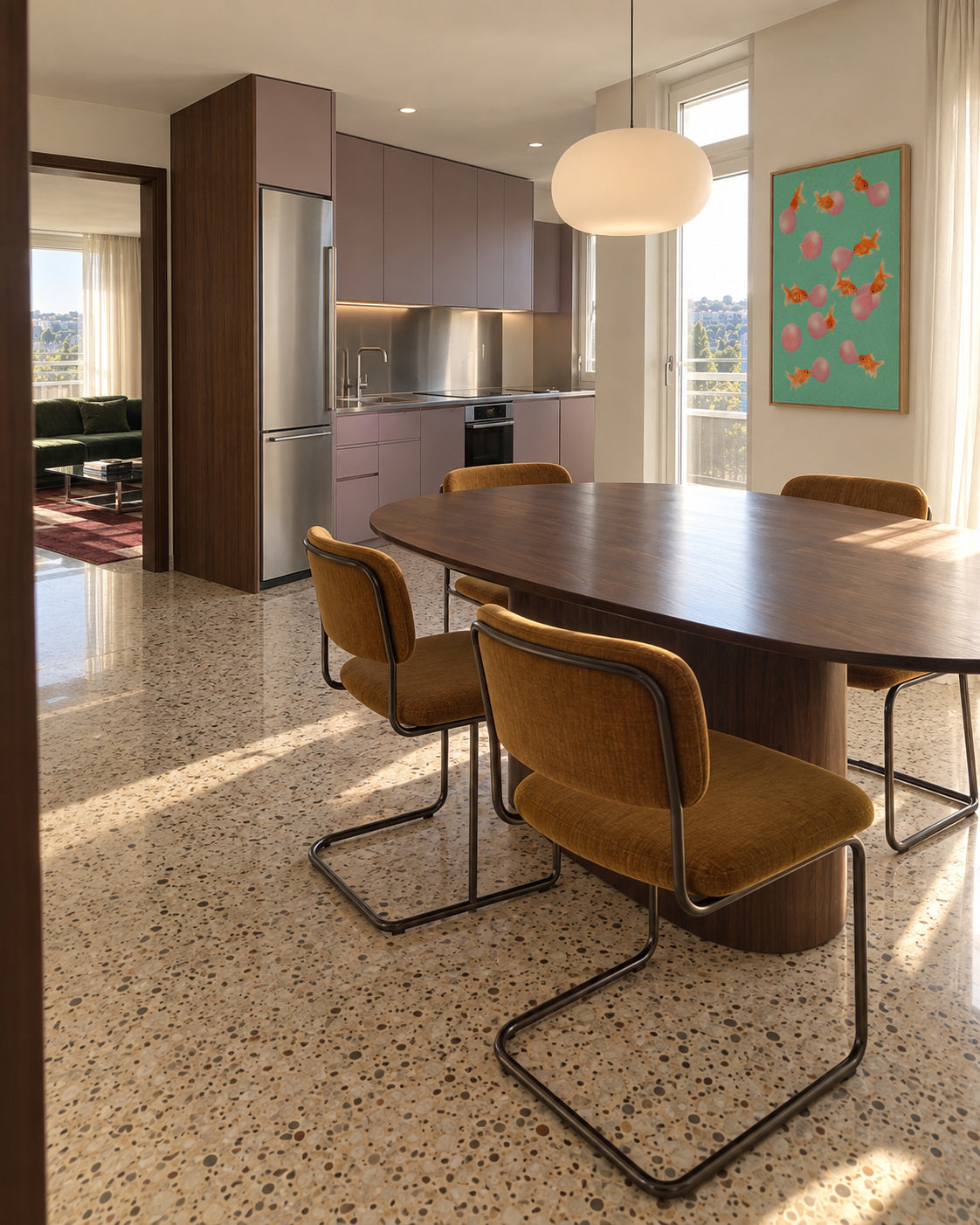 Bubblegum Goldfish - Framed canvas in an interior