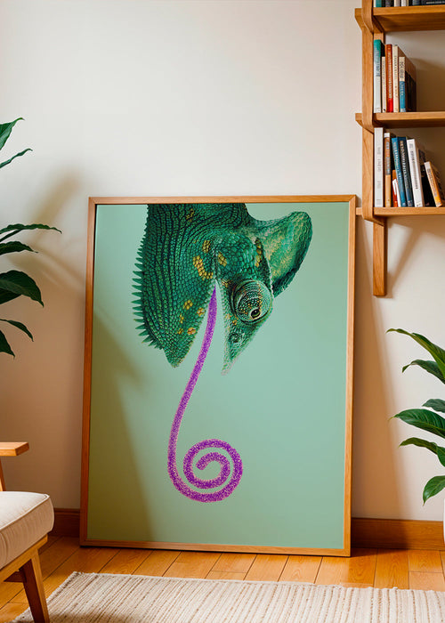 Kunstwerk kameleon met spiraaltong