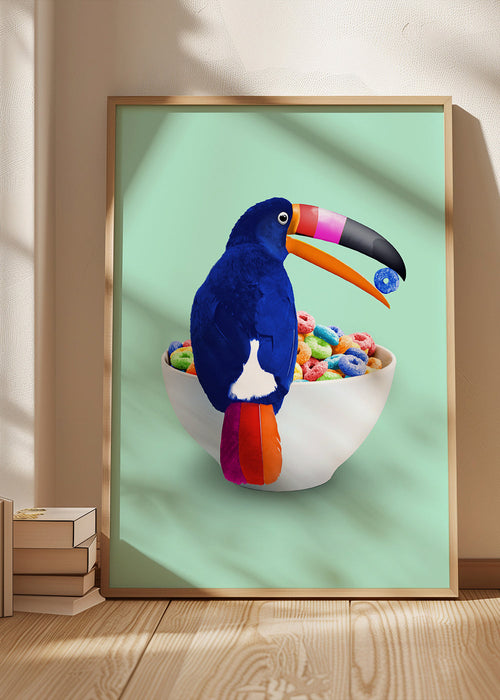 Toekan op cornflakes kunstwerk