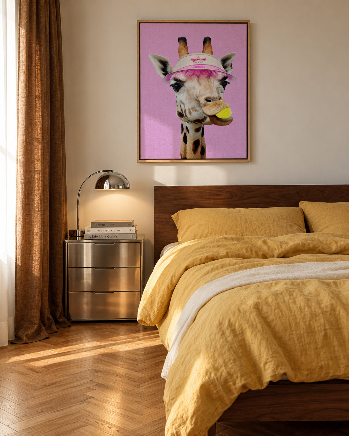 Tennis Giraffe - Framed canvas in an interior