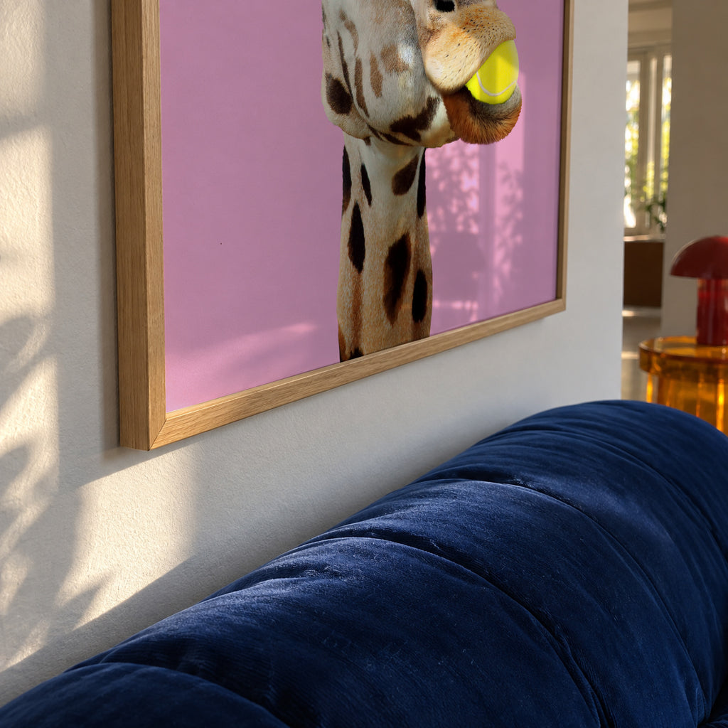 Tennis Giraffe - Framed poster detail