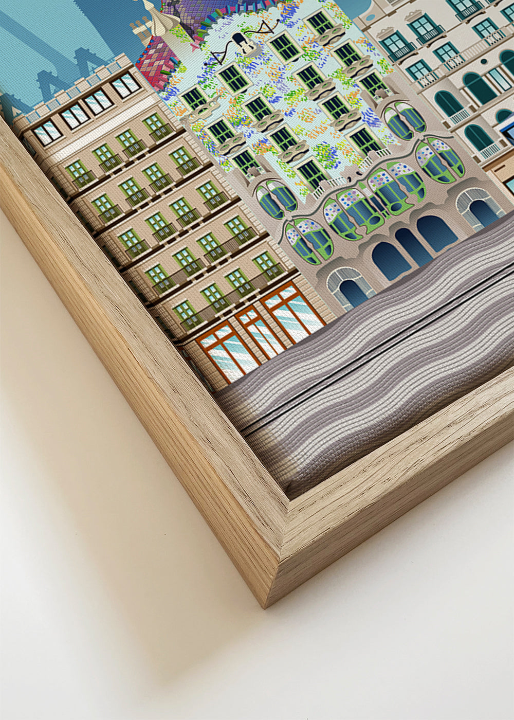 Reisposter Barcelona illustratieve skyline