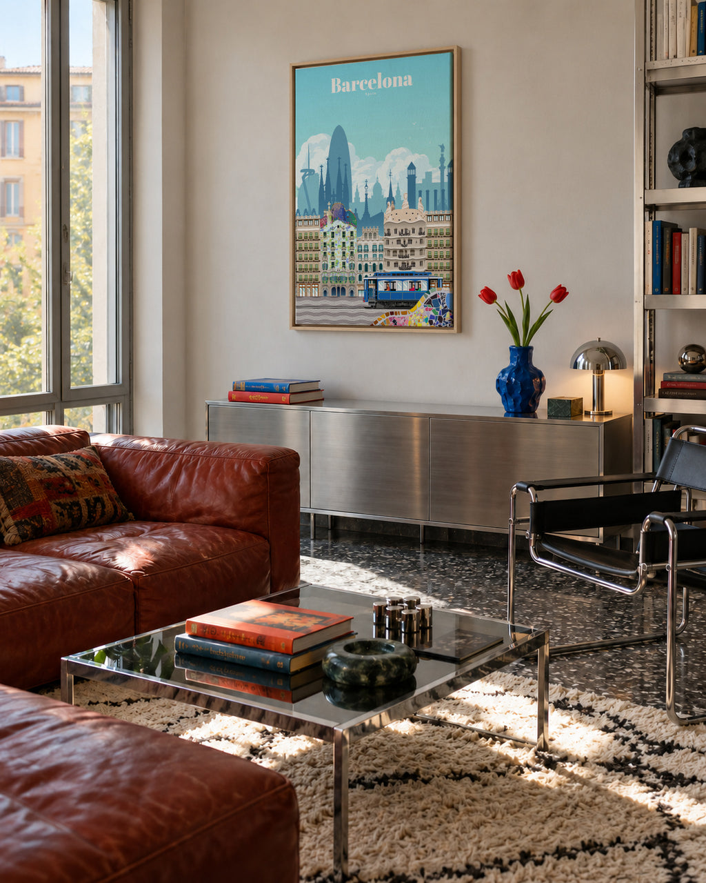 Travel to Barcelona - Framed canvas in an interior