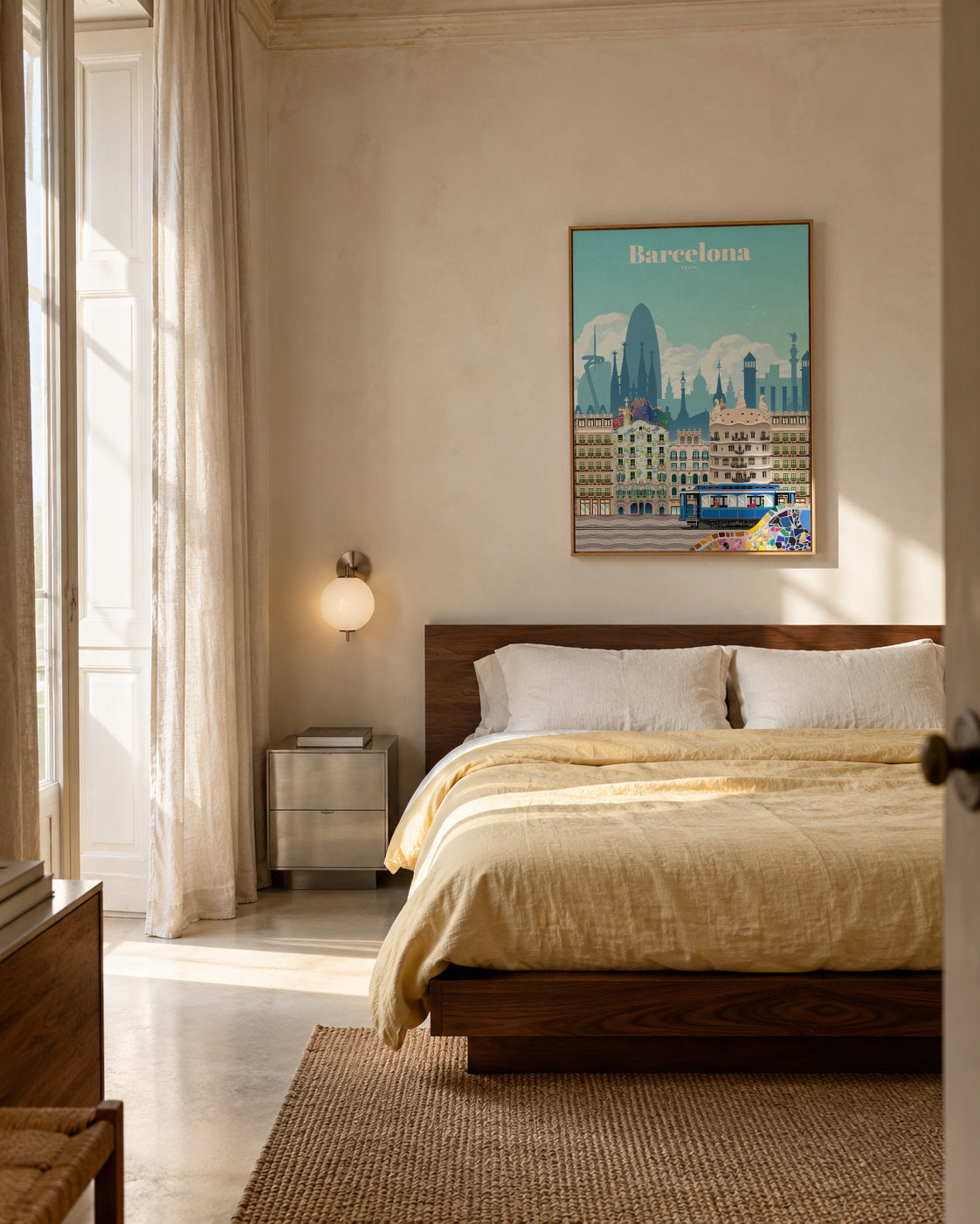 Travel to Barcelona - Framed canvas in an interior