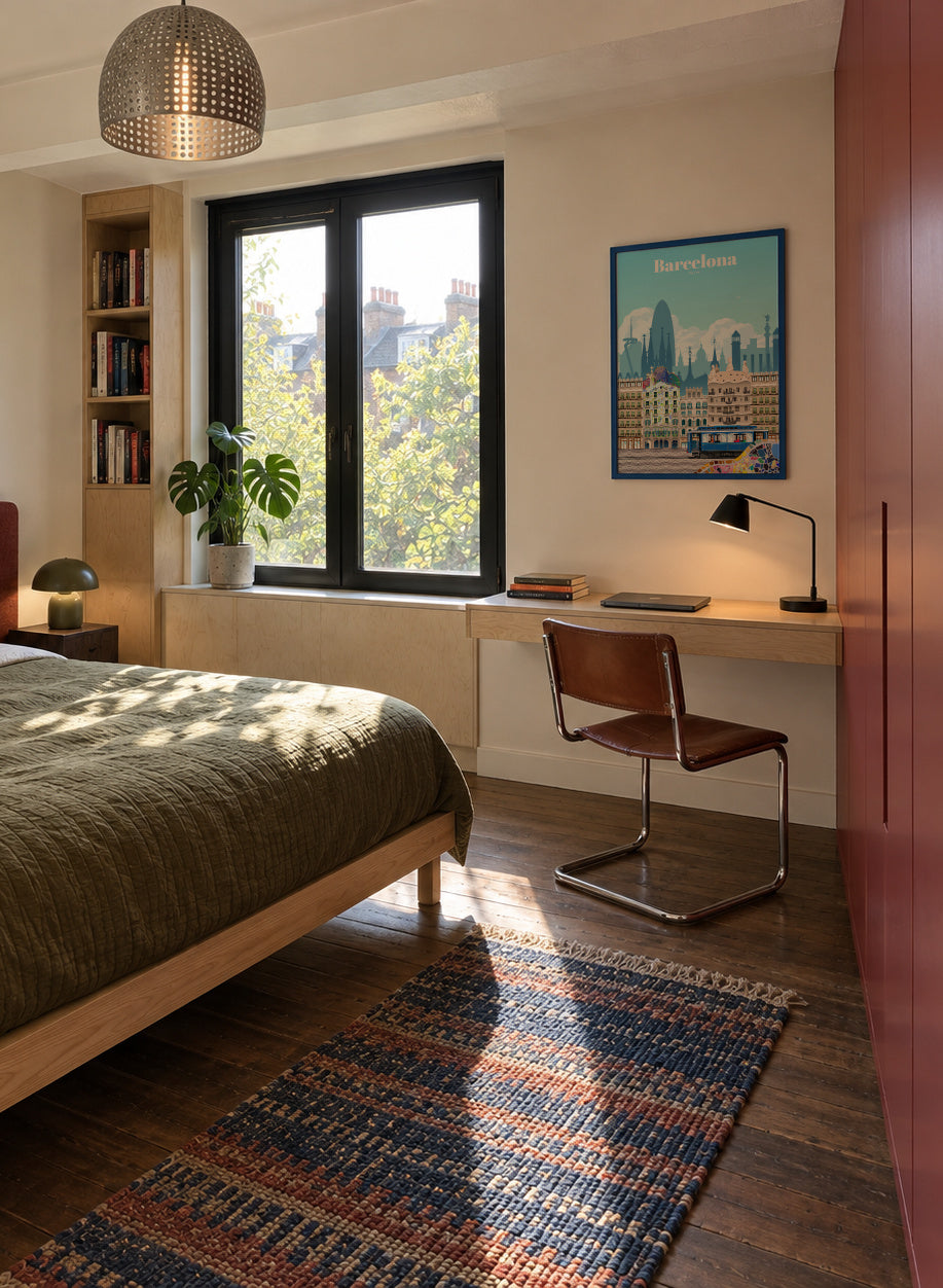 Travel to Barcelona - Framed poster in an interior