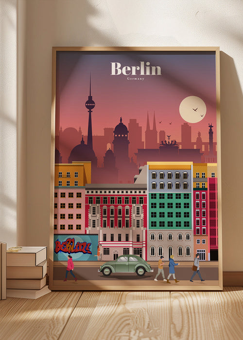 Reisposter Berlijn: geïllustreerde stads-skyline