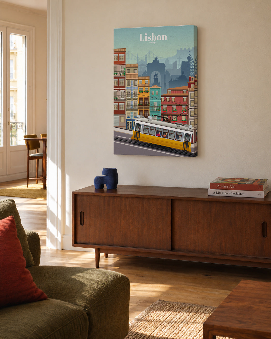 Travel to Lisbon - Unframed canvas in an interior