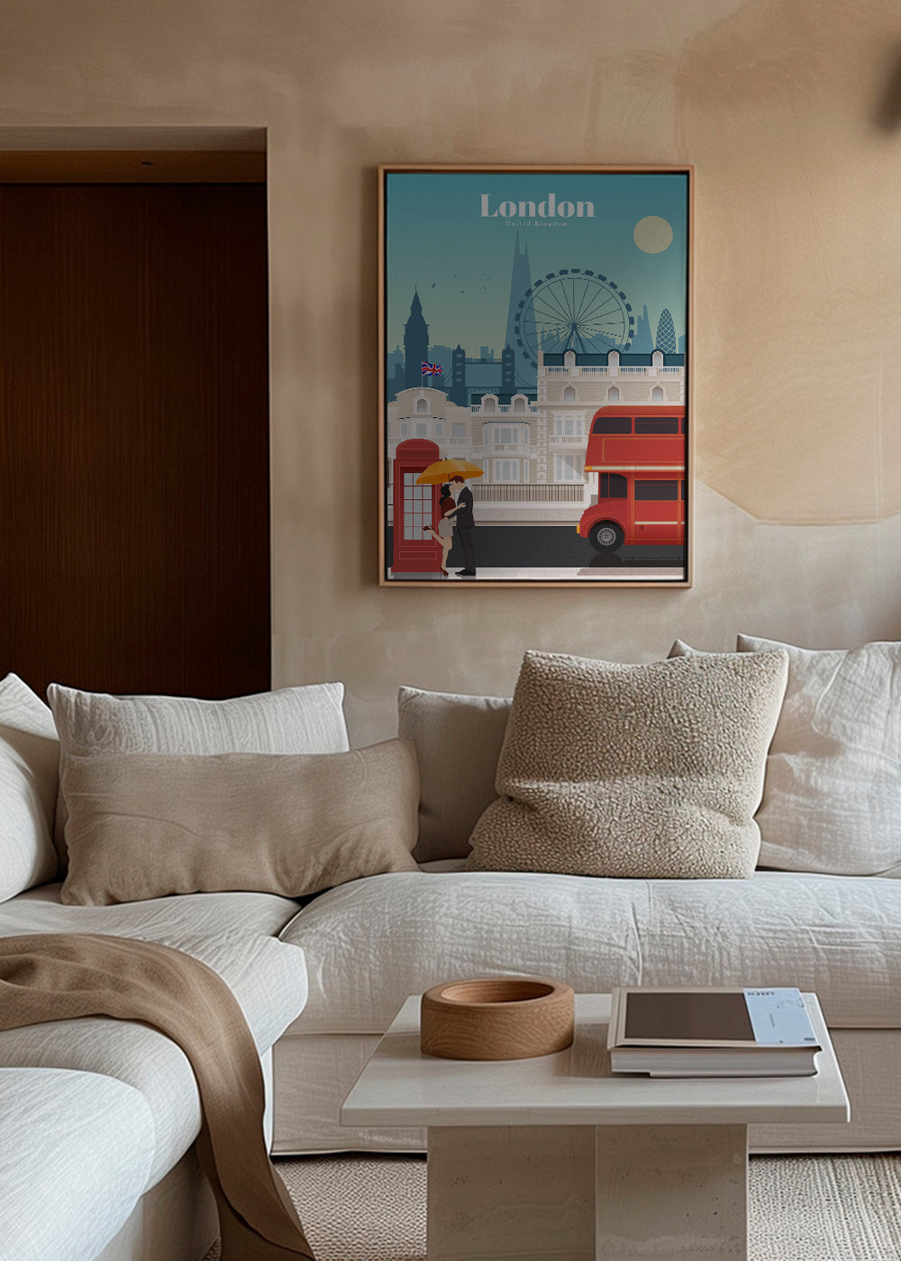 Reisposter Londen met rode bus
