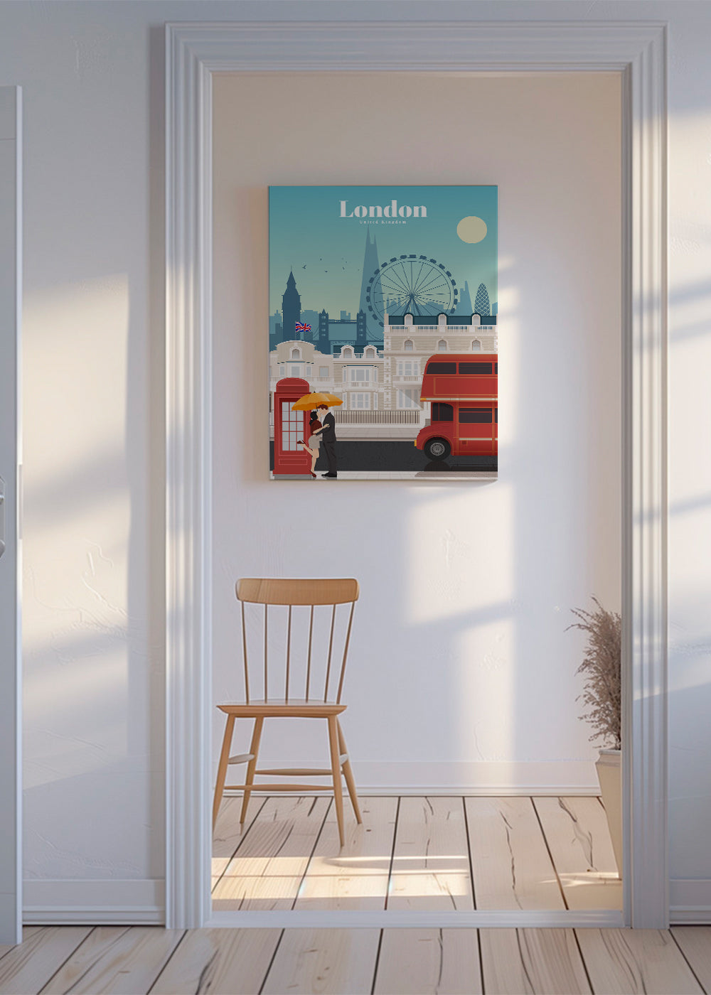 Reisposter Londen met rode bus