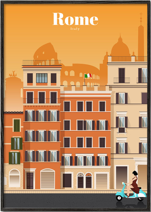 Reisposter Rome in warme geïllustreerde stadsscene
