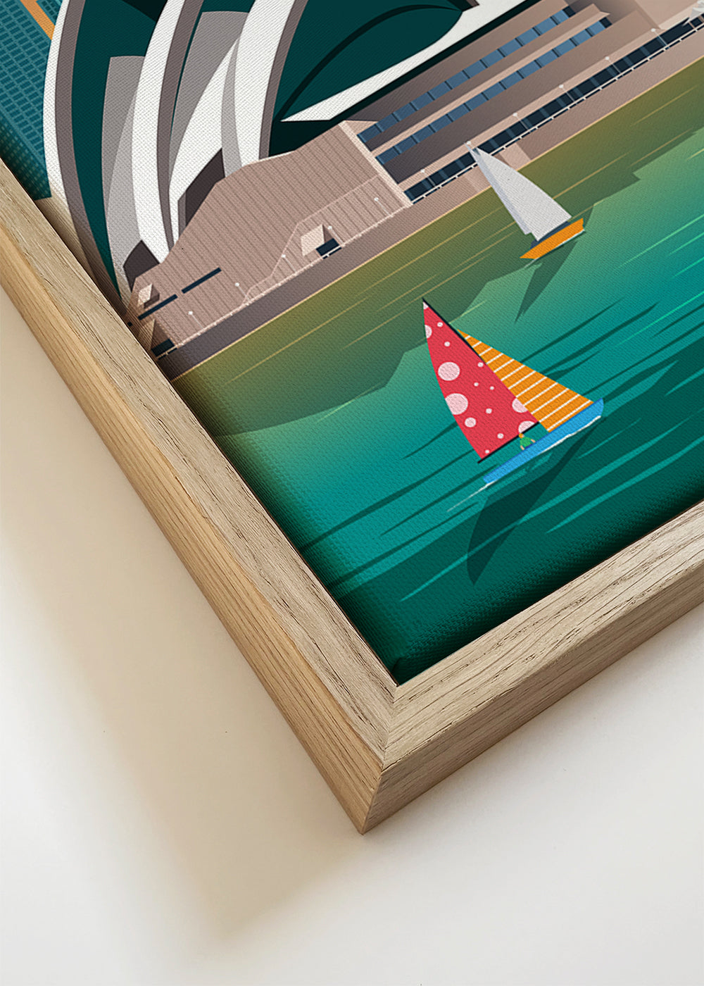 Reisposter met de skyline van Sydney
