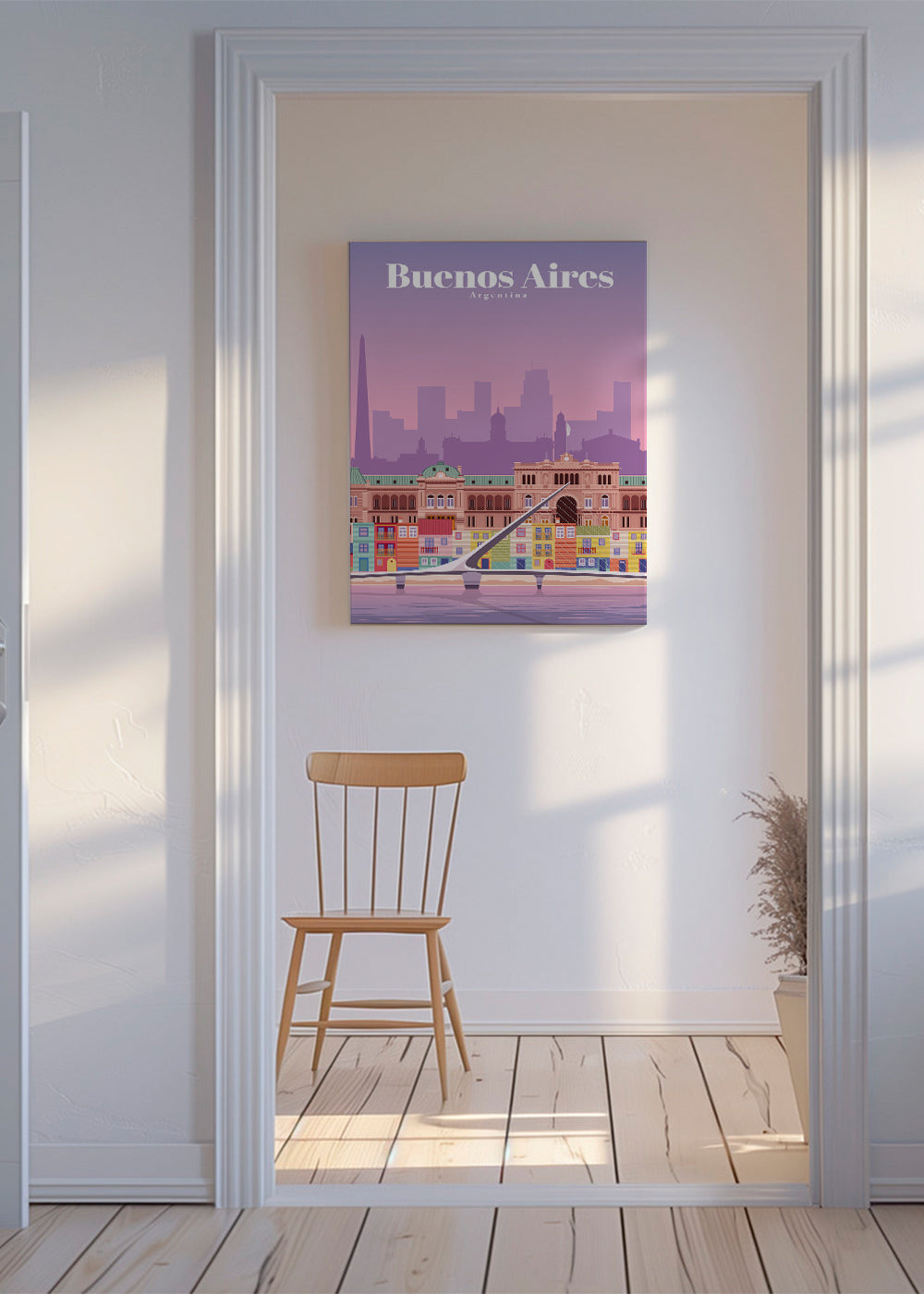 Reisposter: Kleurrijke illustratie van Buenos Aires