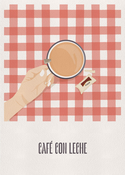 Keuken kunst Koffie met melk op ruitmotief