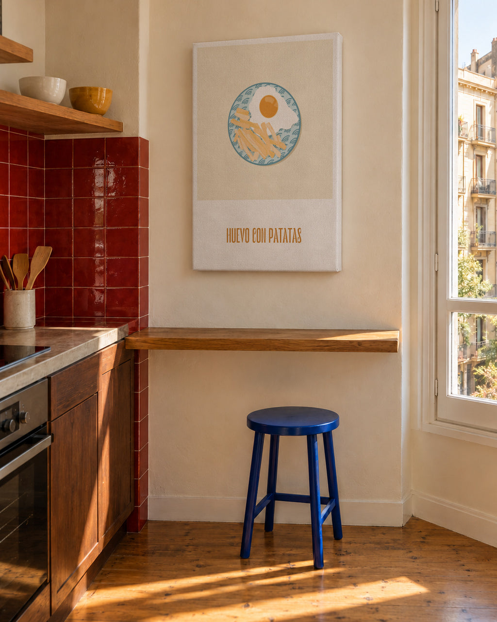 Huevo con patatas - Unframed canvas in an interior