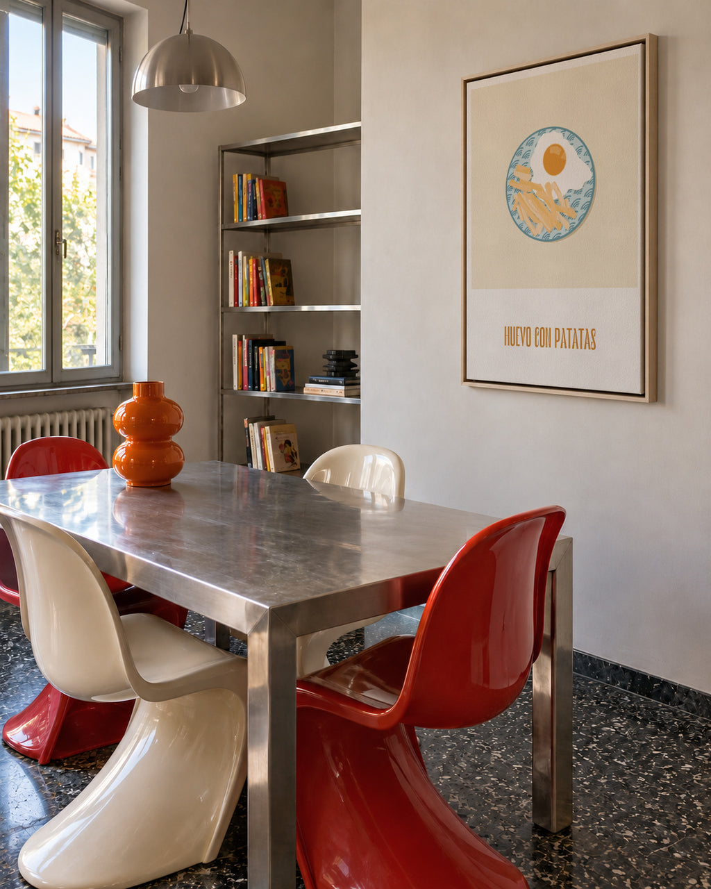 Huevo con patatas - Framed canvas in an interior
