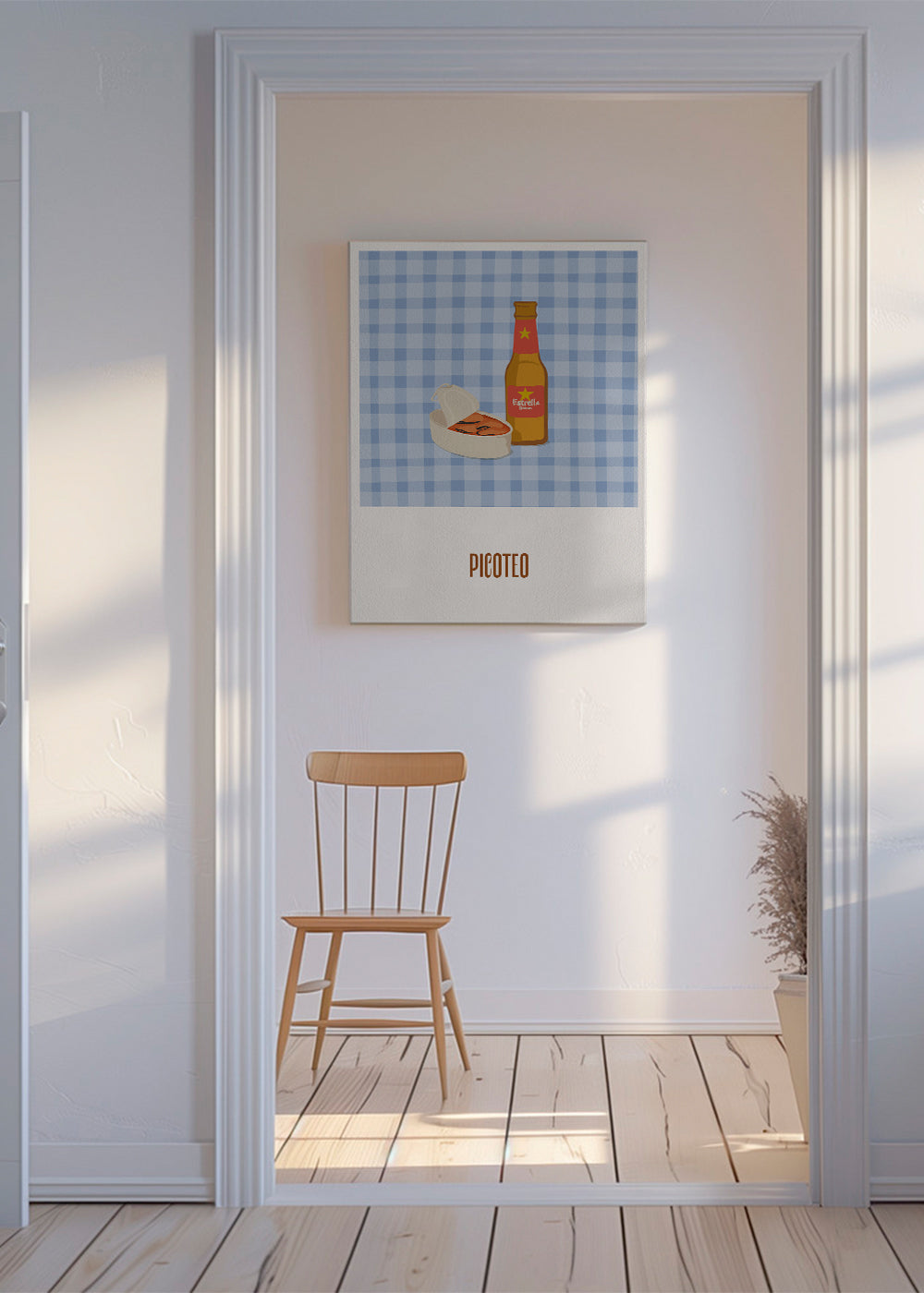 Keuken kunst met bierfles en borrelhapje