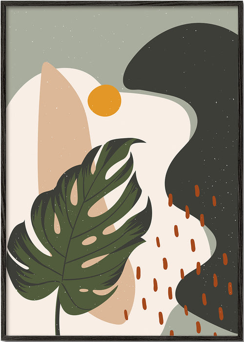 Botanische poster met gestileerd monstera blad