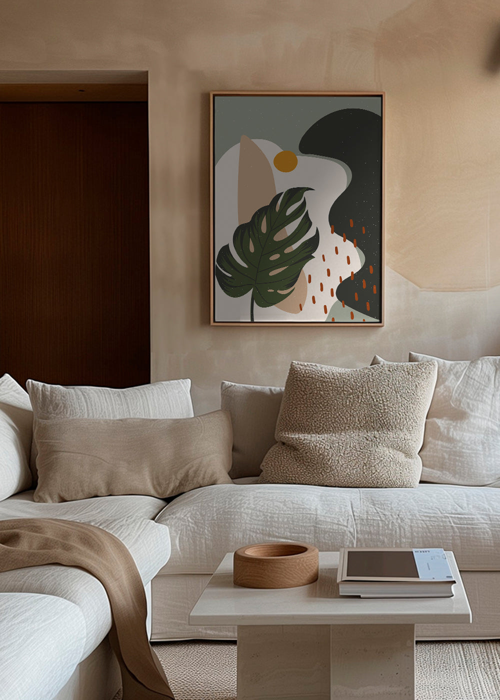 Botanische poster met gestileerd monstera blad