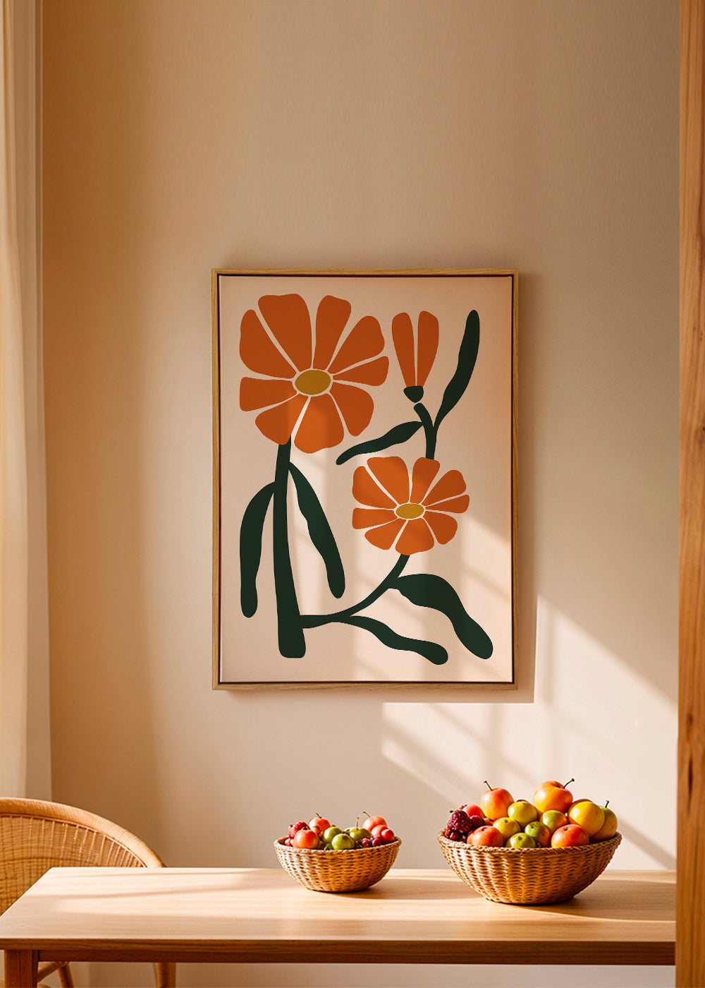 Botanische poster met oranje bloemen