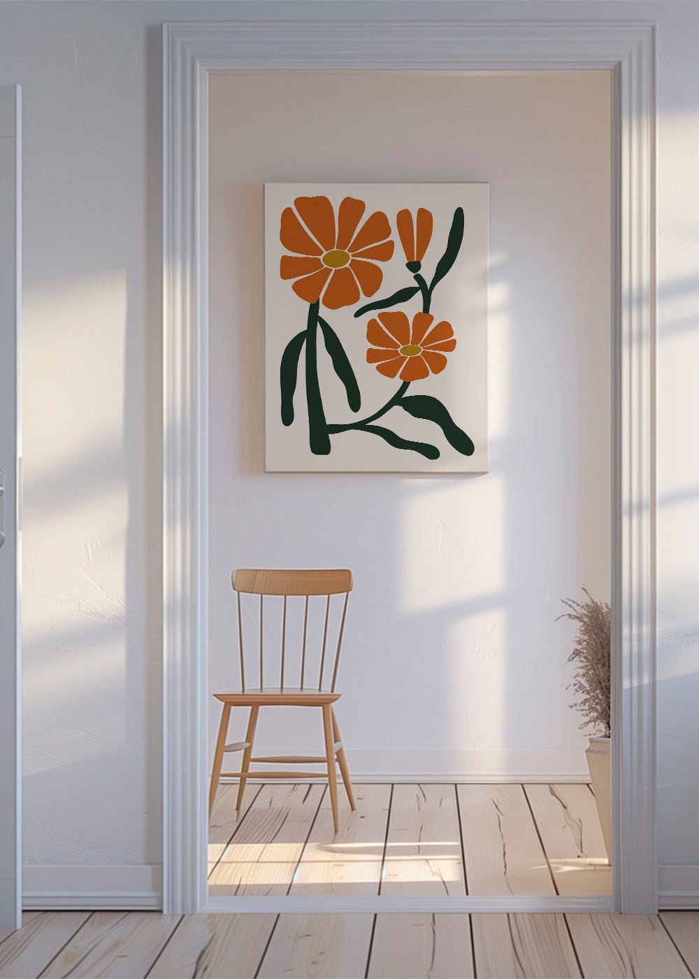 Botanische poster met oranje bloemen