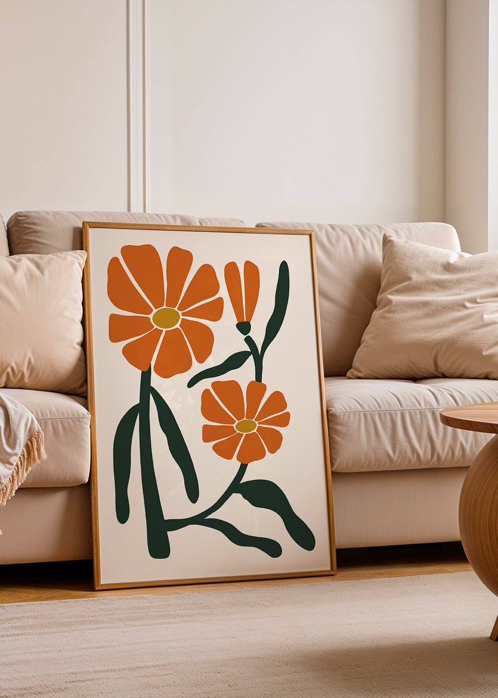 Botanische poster met oranje bloemen