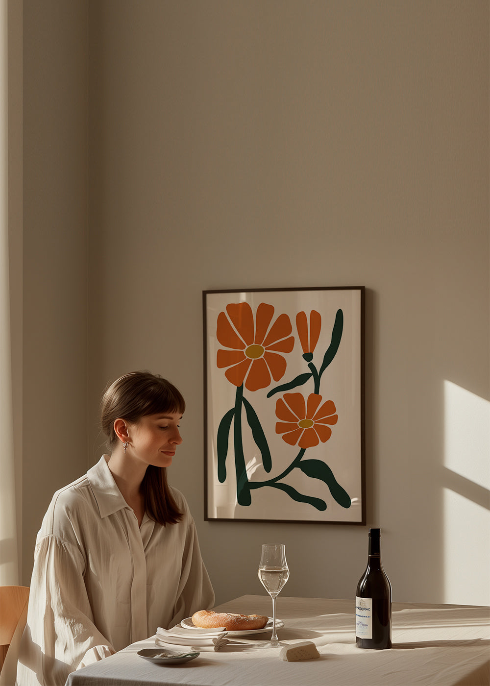 Botanische poster met oranje bloemen