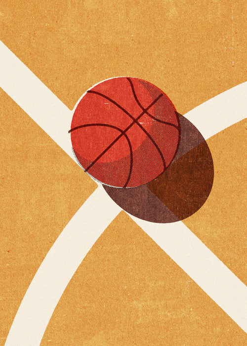 Sport kunst: rode basketbal op baan