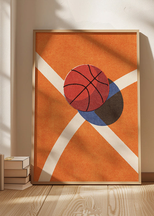Sport kunst: rode basketbal op baan