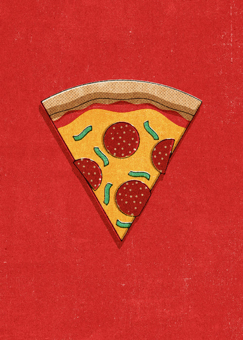 Keuken kunst: geïllustreerde pizzaslice