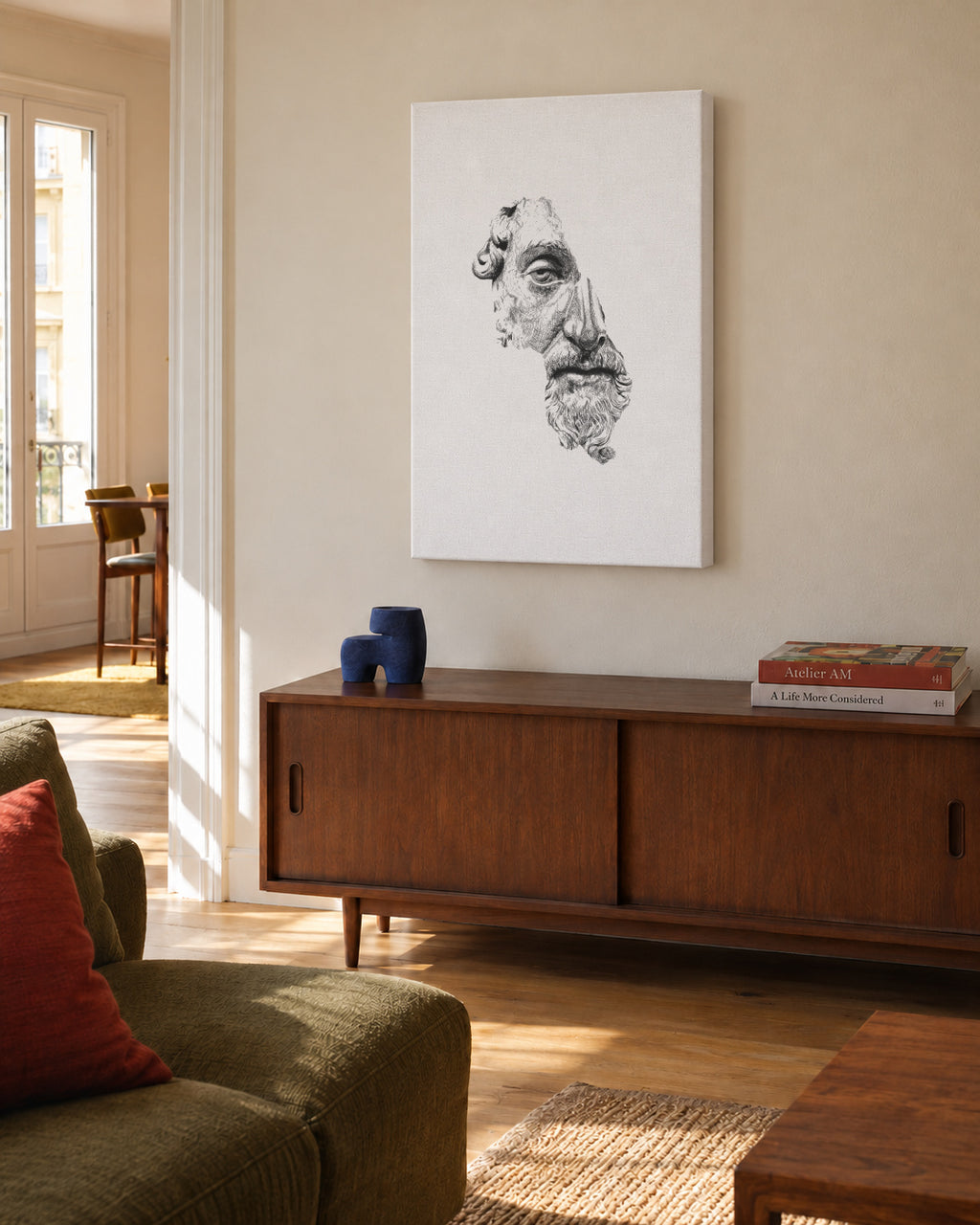 Marcus Aurelius Antoninus Augustus - Unframed canvas in an interior