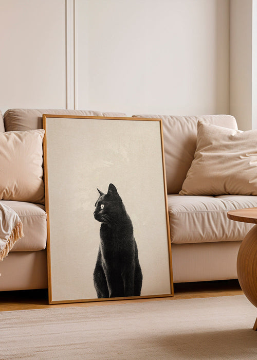 Zwarte kat profiel kunstwerk