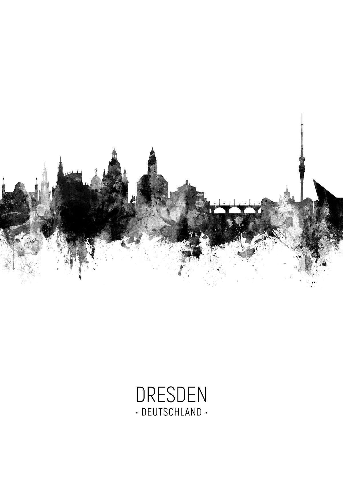 Dresden Skyline blanco y negro - Unframed art print