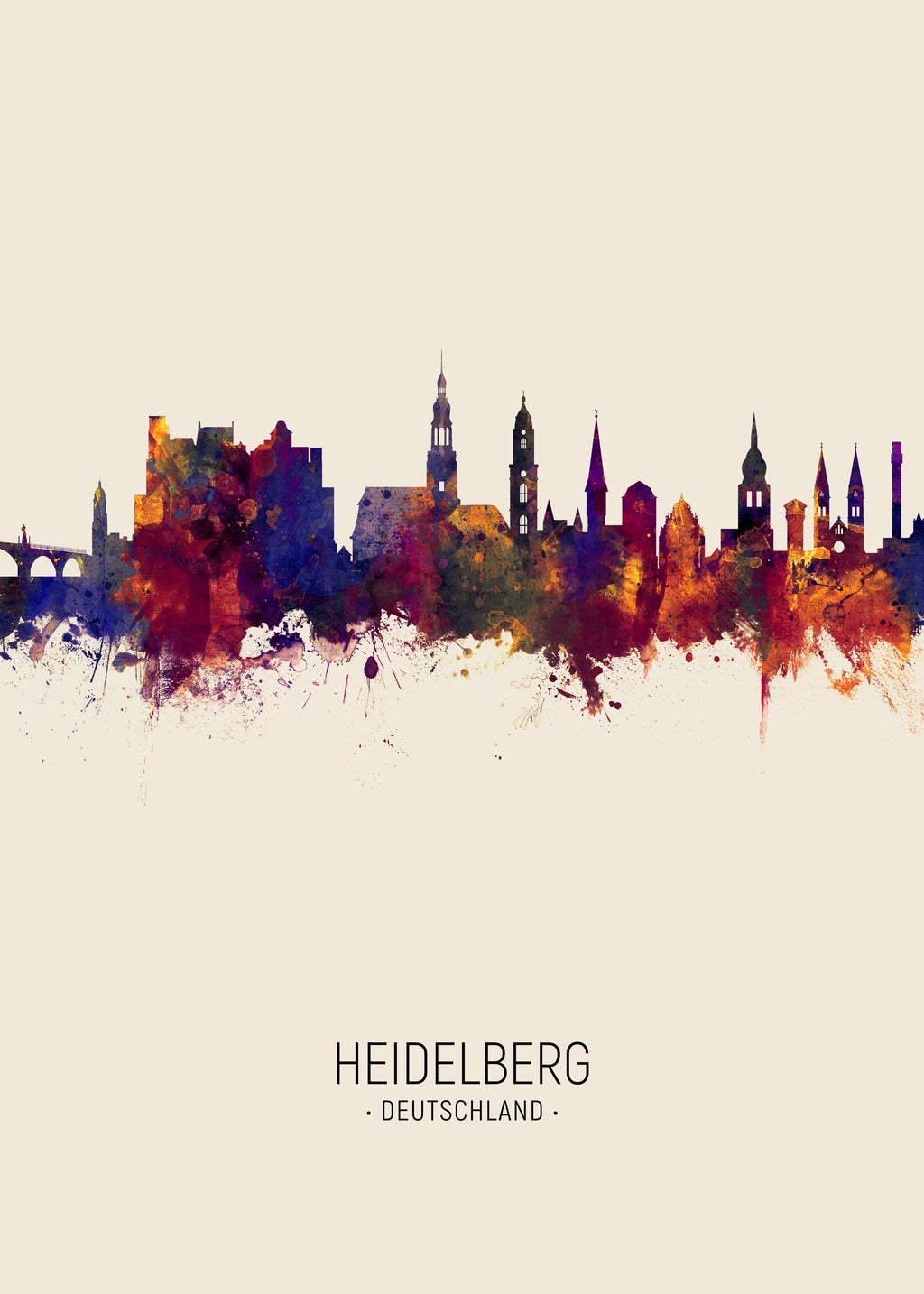 Heidelberg Skyline beige - Unframed art print