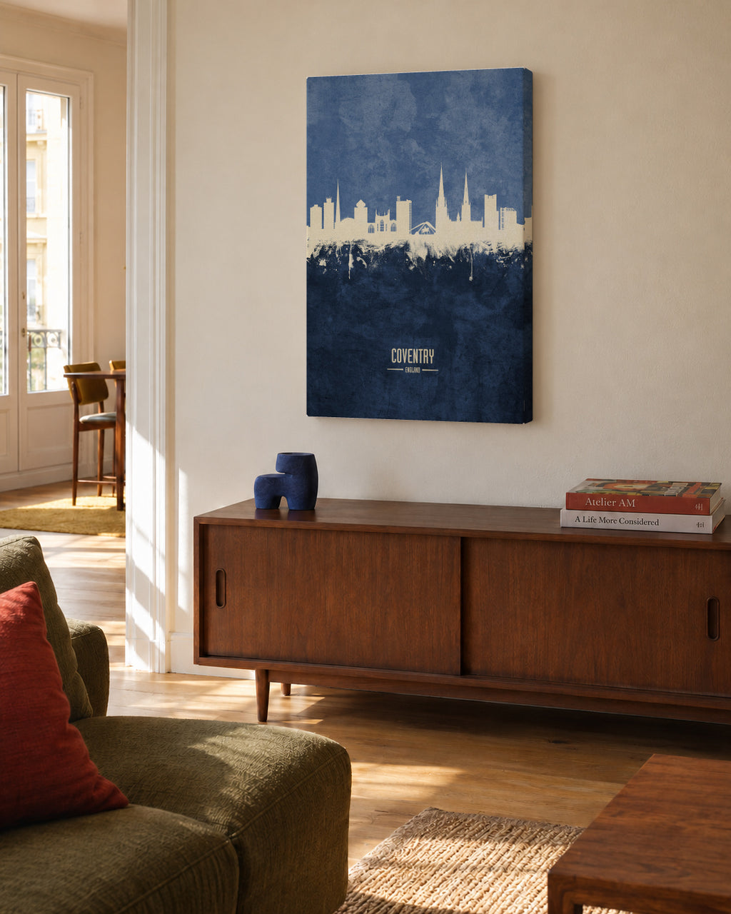 Coventry Skyline azul - Unframed canvas in an interior