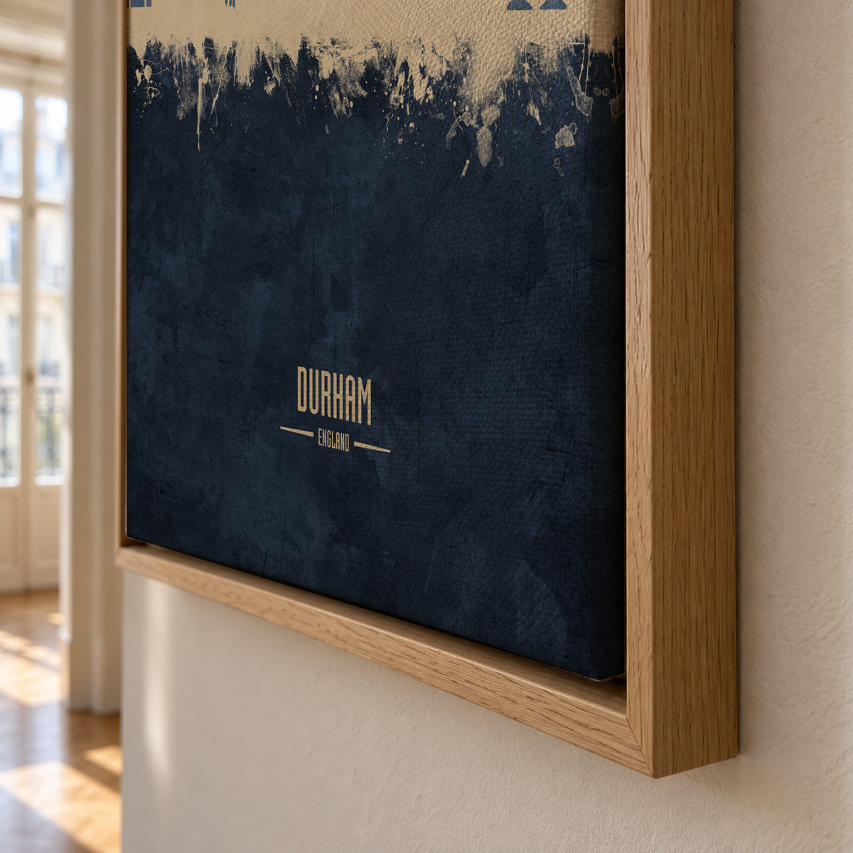 Durham Skyline azul - Framed canvas detail