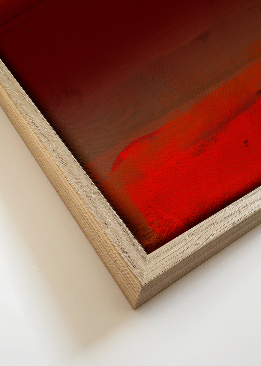 Abstract schilderij met warme oranje en rode lagen