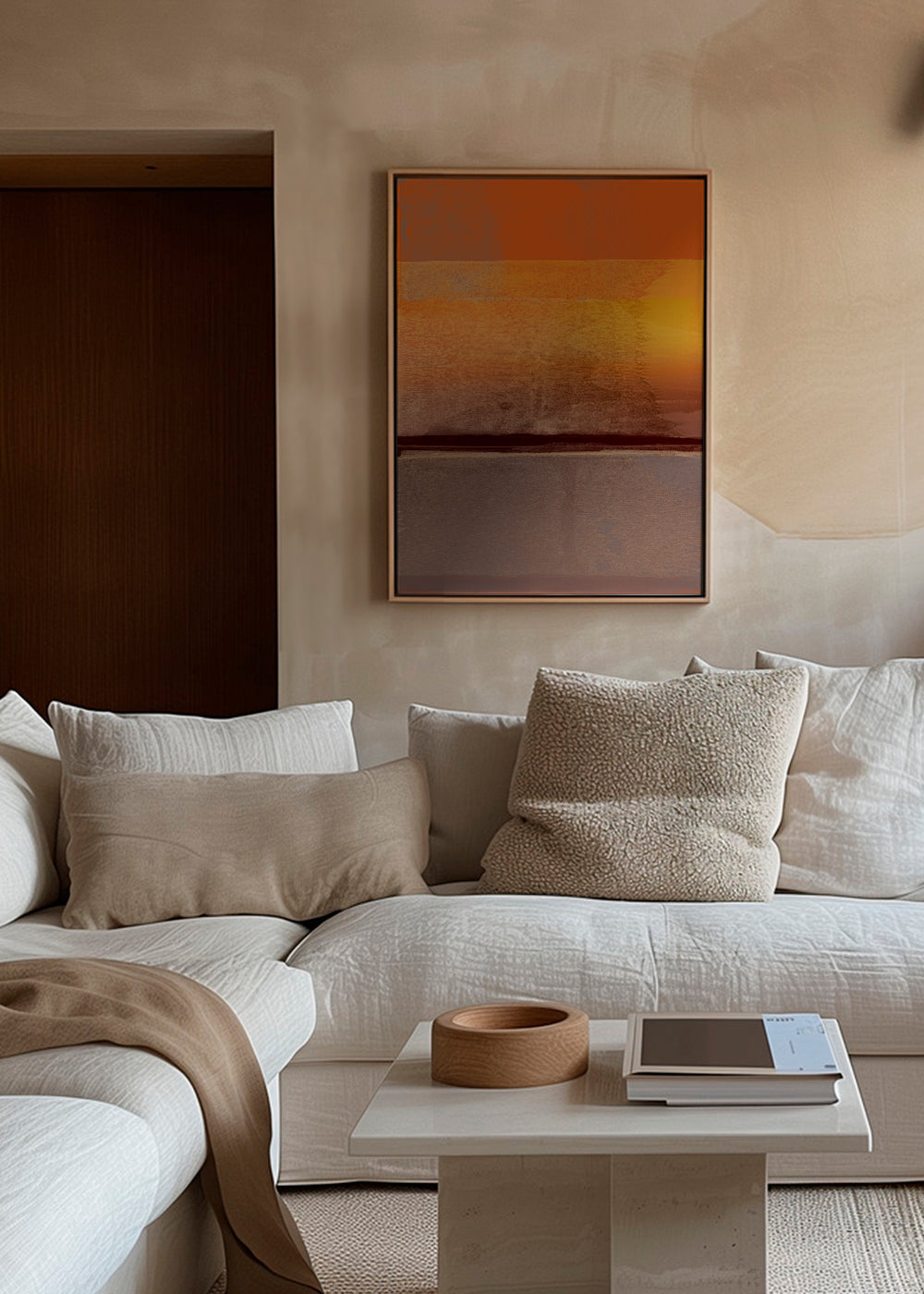 Abstracte poster met oranje en bruine banden