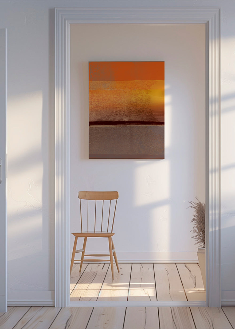 Abstracte poster met oranje en bruine banden