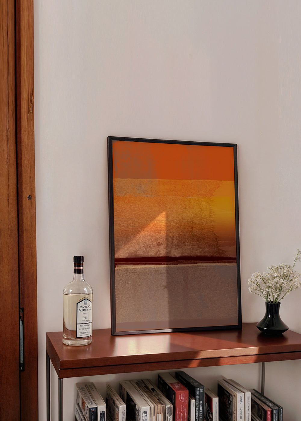Abstracte poster met oranje en bruine banden