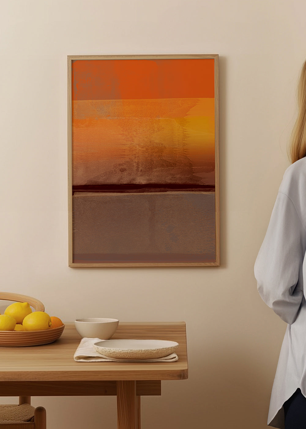 Abstracte poster met oranje en bruine banden