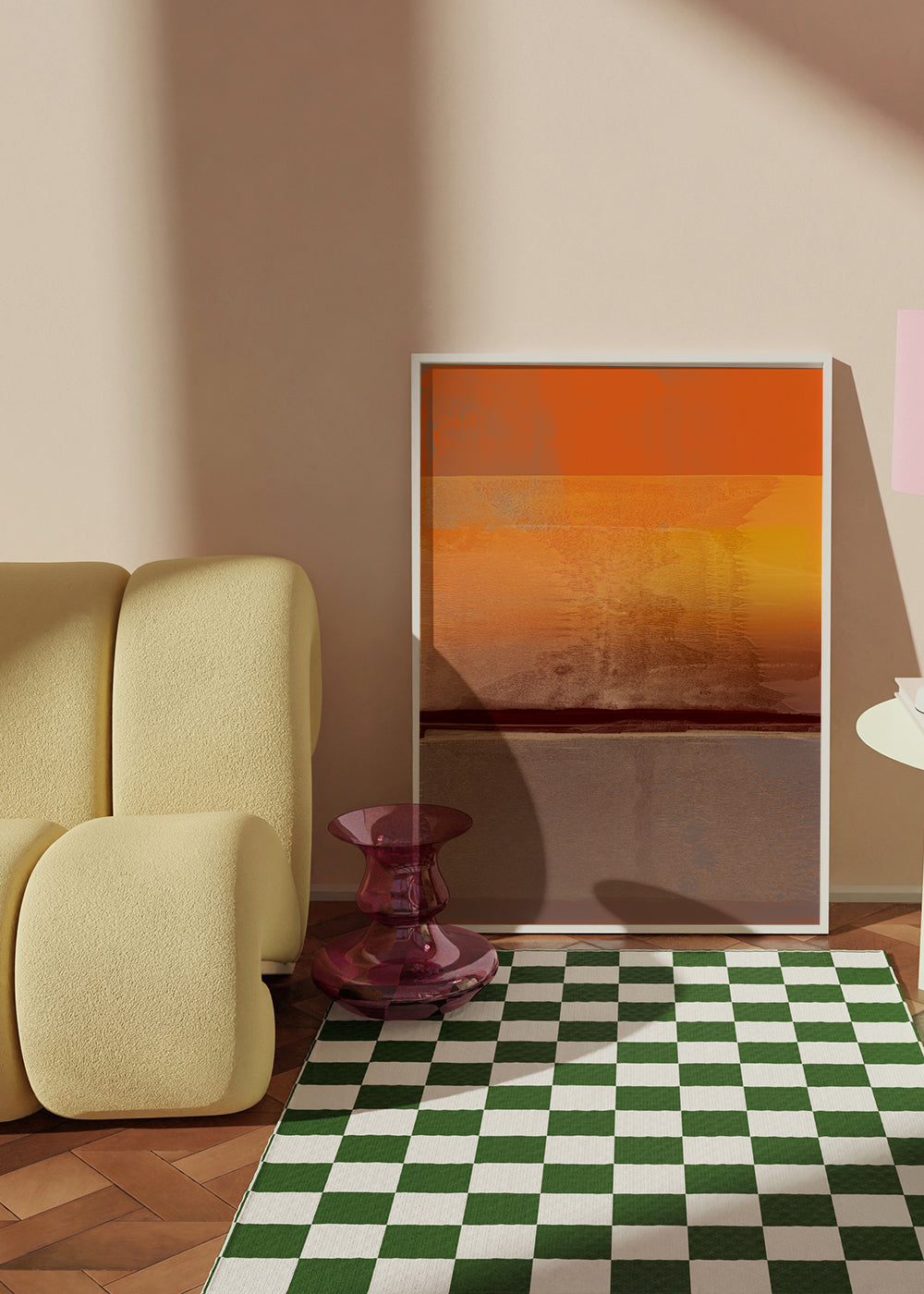 Abstracte poster met oranje en bruine banden
